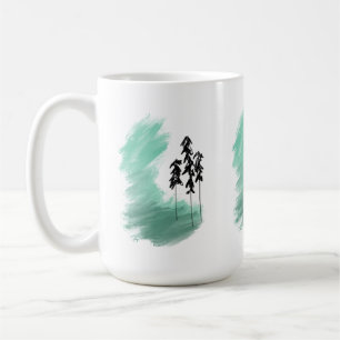 Scandinavian green tree art simple modern mint coffee mug