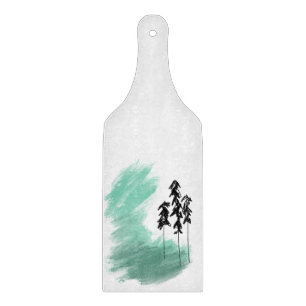 Scandinavian green tree art simple modern mint   cutting board