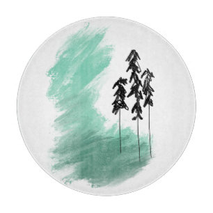 Scandinavian green tree art simple modern mint cutting board