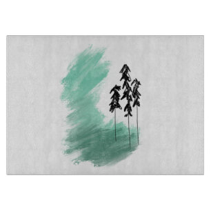 Scandinavian green tree art simple modern mint  cutting board