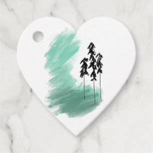 Scandinavian green tree art simple modern mint favour tags