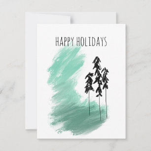 Scandinavian green tree art simple modern mint holiday card