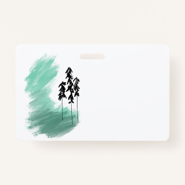 Scandinavian green tree art simple modern mint   ID badge (Front)