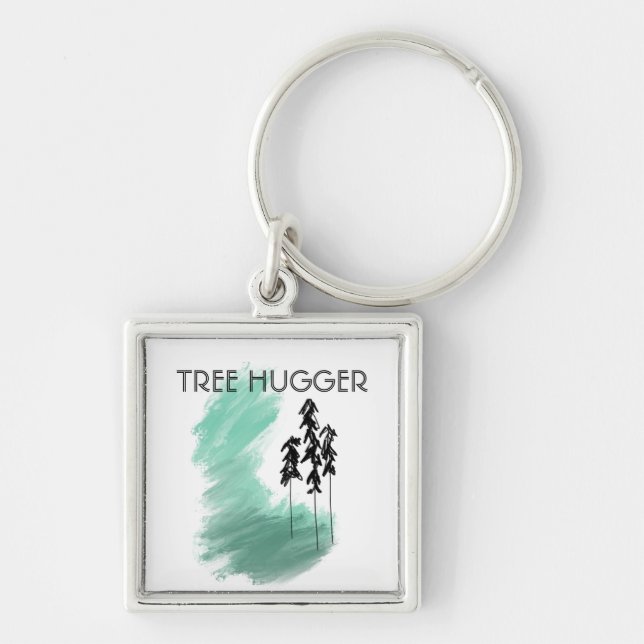 Scandinavian green tree art simple modern mint   key ring (Front)