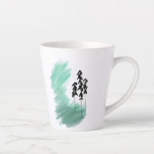 Scandinavian green tree art simple modern mint   latte mug