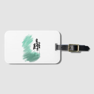 Scandinavian green tree art simple modern mint luggage tag