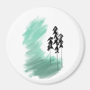 Scandinavian green tree art simple modern mint  magnet