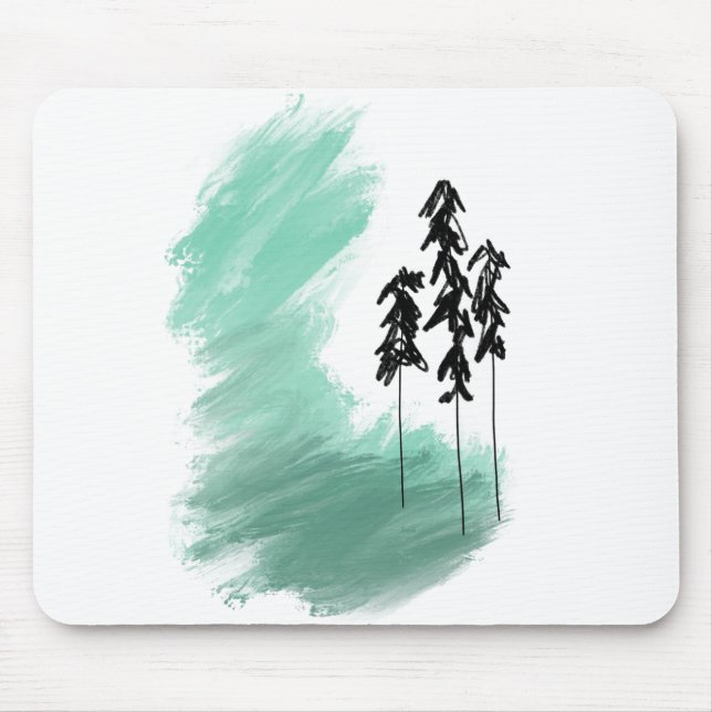 Scandinavian green tree art simple modern mint   mouse mat (Front)