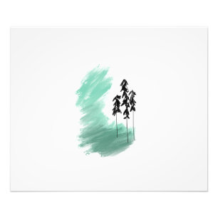Scandinavian green tree art simple modern mint photo print