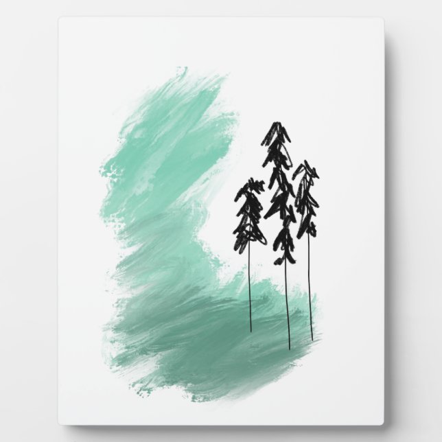 Scandinavian green tree art simple modern mint   plaque (Front)
