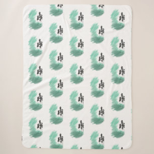 Scandinavian green tree art simple modern mint sherpa blanket