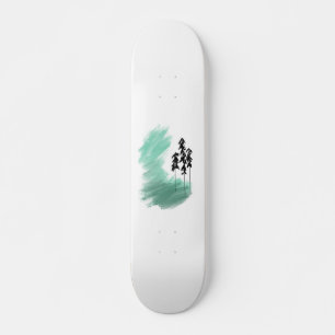 Scandinavian green tree art simple modern mint skateboard