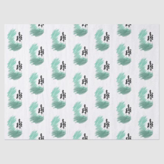 Scandinavian green tree art simple modern mint   tissue paper (Front)