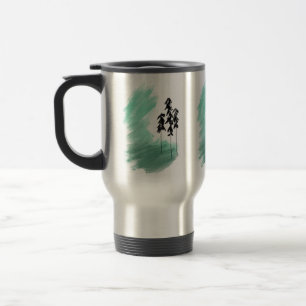Scandinavian green tree art simple modern mint  travel mug