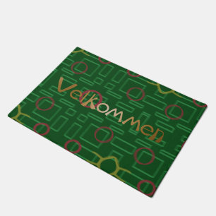 Scandinavian Greeting Velkommen Green Door Mat