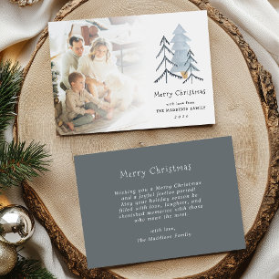 Scandinavian Grey Watercolor Christmas Winter Tree Holiday Card