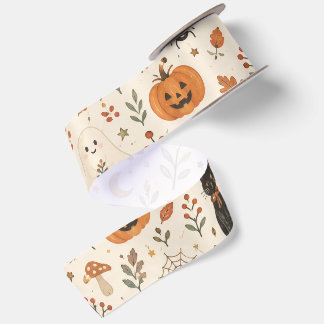 Scandinavian Halloween Wallpaper, Nordic Folk Art Satin Ribbon