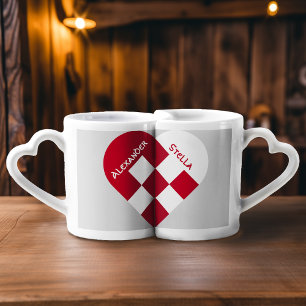 Scandinavian Heart - Couple Personalised Coffee Mug Set