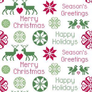 Scandinavian Holiday Folk Art Pattern Cushion