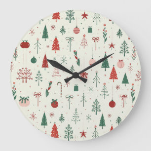 Scandinavian Holiday Forest Large Clock