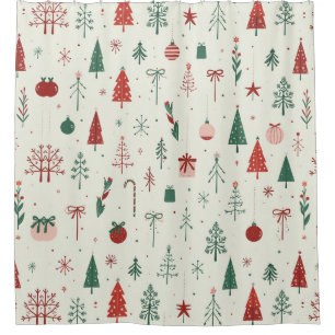 Scandinavian Holiday Forest Shower Curtain