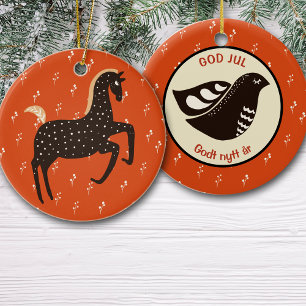 Scandinavian Horse Bird Holiday Ceramic Tree Decoration