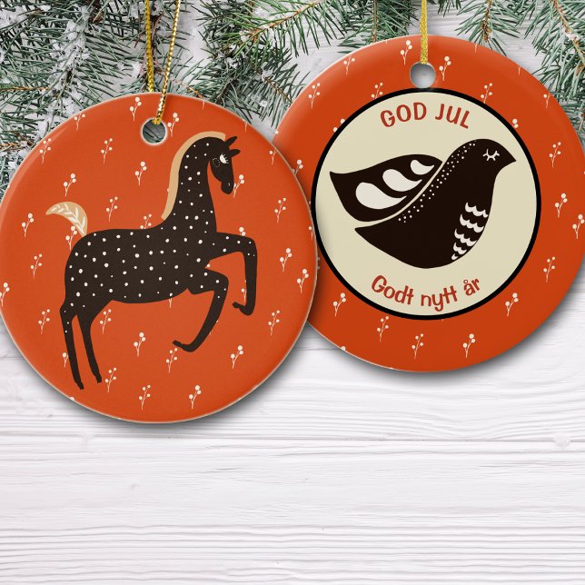 Scandinavian Horse Bird Holiday Ceramic Tree Decoration (Creator Uploaded)