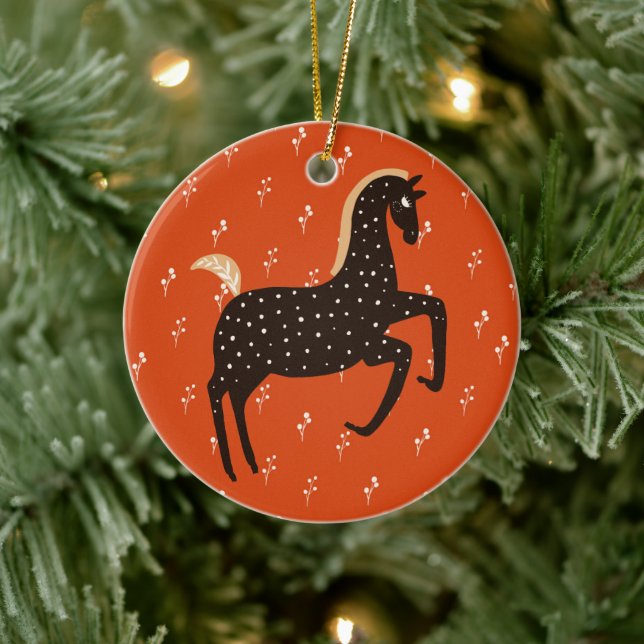 Scandinavian Horse Bird Holiday Ceramic Tree Decoration (Tree)