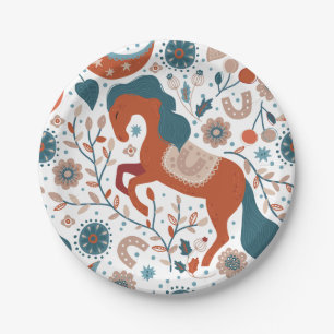 Scandinavian Horse Cute Paper Plate
