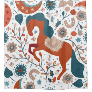 Scandinavian Horse Cute Shower Curtain