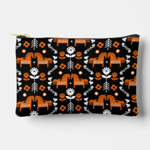 Scandinavian Horse Folk Art Accessory Pouch