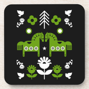 Scandinavian Horse Folk Art Coaster