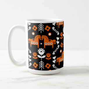 Scandinavian Horse Folk Art Coffee Mug