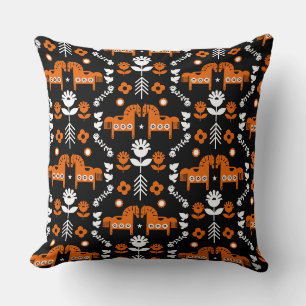 Scandinavian Horse Folk Art Cushion