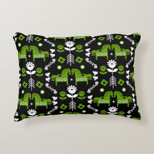 Scandinavian Horse Folk Art Decorative Cushion