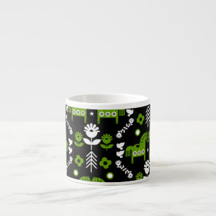 Scandinavian Horse Folk Art Espresso Cup