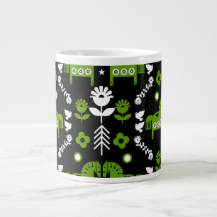 Scandinavian Horse Folk Art Large Coffee Mug