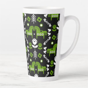 Scandinavian Horse Folk Art Latte Mug