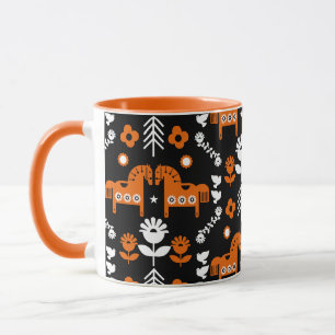 Scandinavian Horse Folk Art Mug