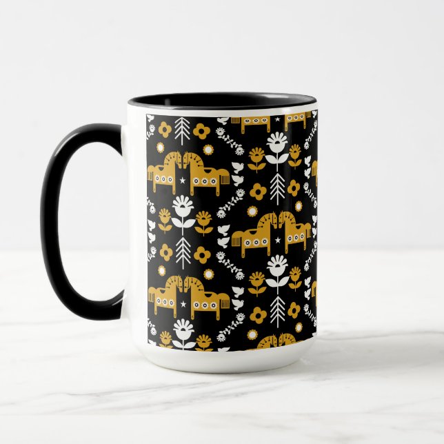 Scandinavian Horse Folk Art Mug (Left)
