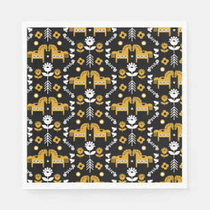 Scandinavian Horse Folk Art Napkin