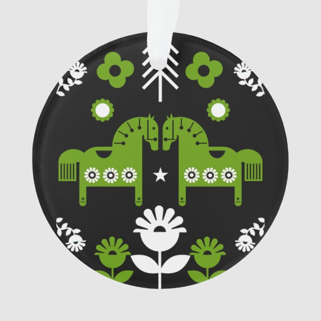 Scandinavian Horse Folk Art Ornament (Front)