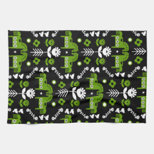 Scandinavian Horse Folk Art Tea Towel
