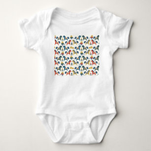 Scandinavian Horses: Colourful Folk Art Baby Bodysuit