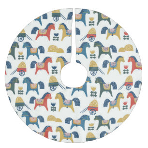 Scandinavian Horses: Colourful Folk Art Brushed Polyester Tree Skirt