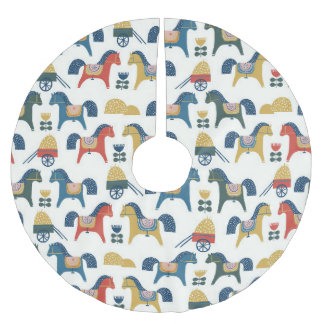 Scandinavian Horses: Colourful Folk Art Brushed Polyester Tree Skirt