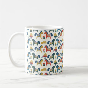 Scandinavian Horses: Colourful Folk Art Coffee Mug