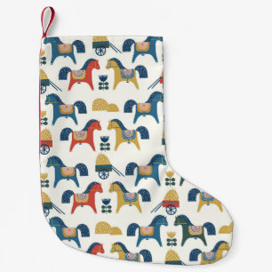 Scandinavian Horses: Colourful Folk Art Small Christmas Stocking