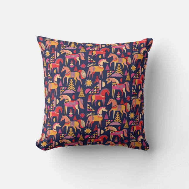 Scandinavian Horses: Decorative Seamless Design Cushion (Front)