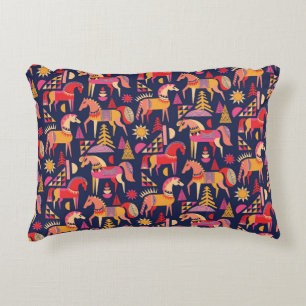 Scandinavian Horses: Decorative Seamless Design Decorative Cushion